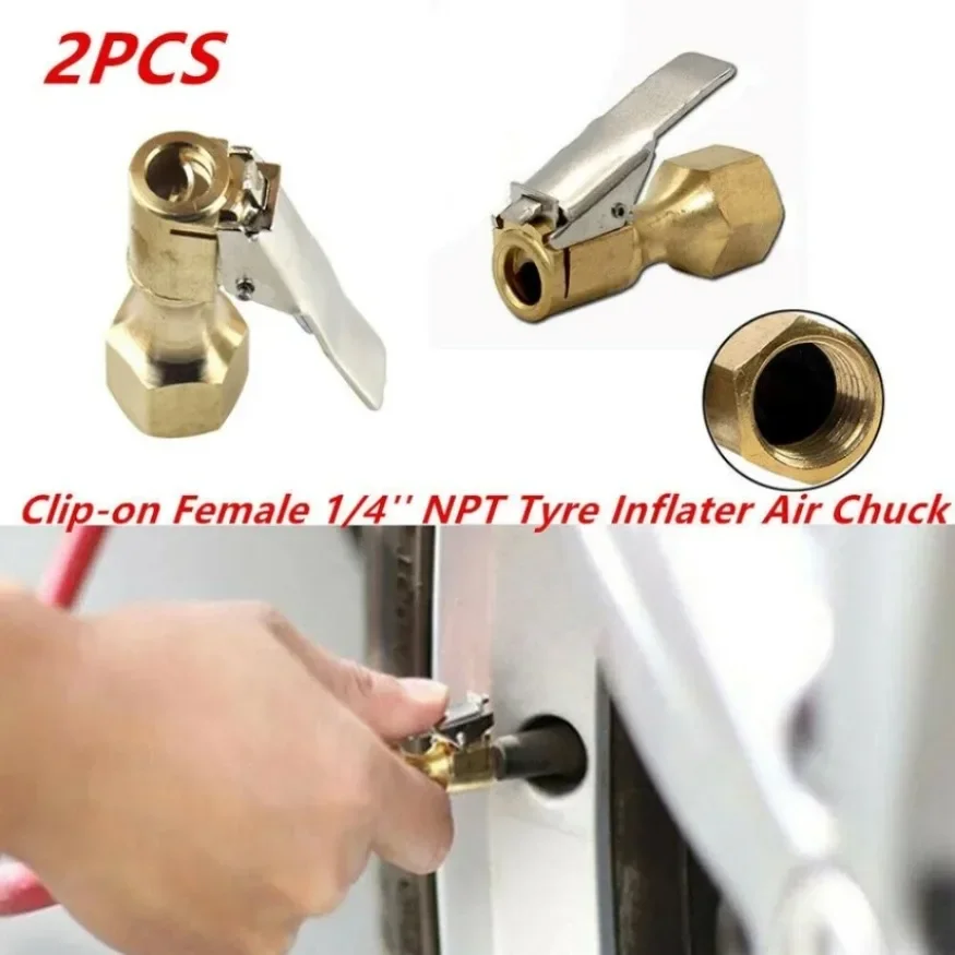 2`HeAvy Duty mosadz Clip-on Woman 1/4 '' npt Car Tire Tire Inflater Air Chuck